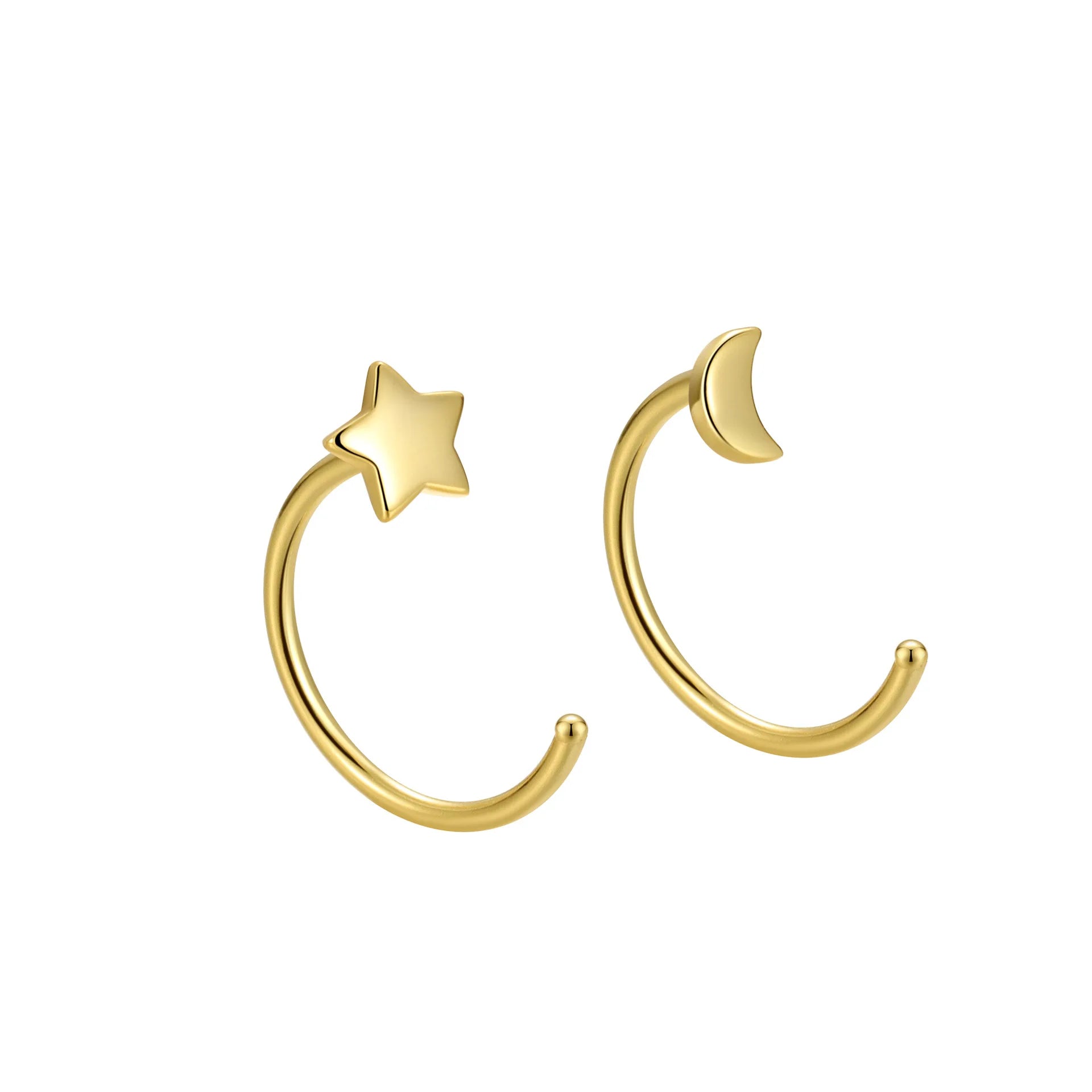 Fashion 925 Sterling Silver Heart Zircon Earrings Non-Pierced Clip-On Cartilage Single Huggie 14K Gold Plated Ear Party Gift