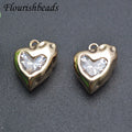 Liwan Plaza Wholesale Jewelry Market Gold Plated CZ Insert Irregular Heart Pendant Charms for DIY Bracelet Necklace Findings
