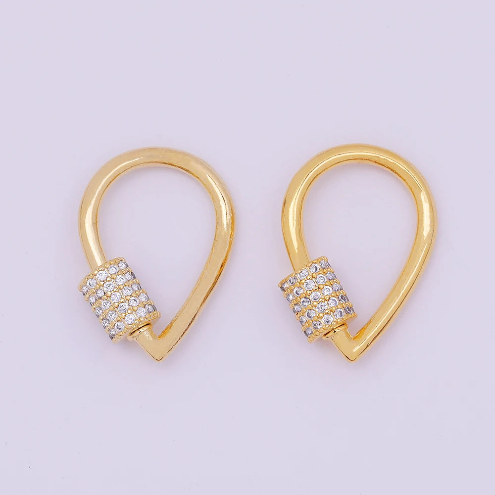 18K Gold Plated Brass Necklace Clasp Not Rust Not Allergic Universal Screw Clasp Teardrop Thread Jewelry Clasp
