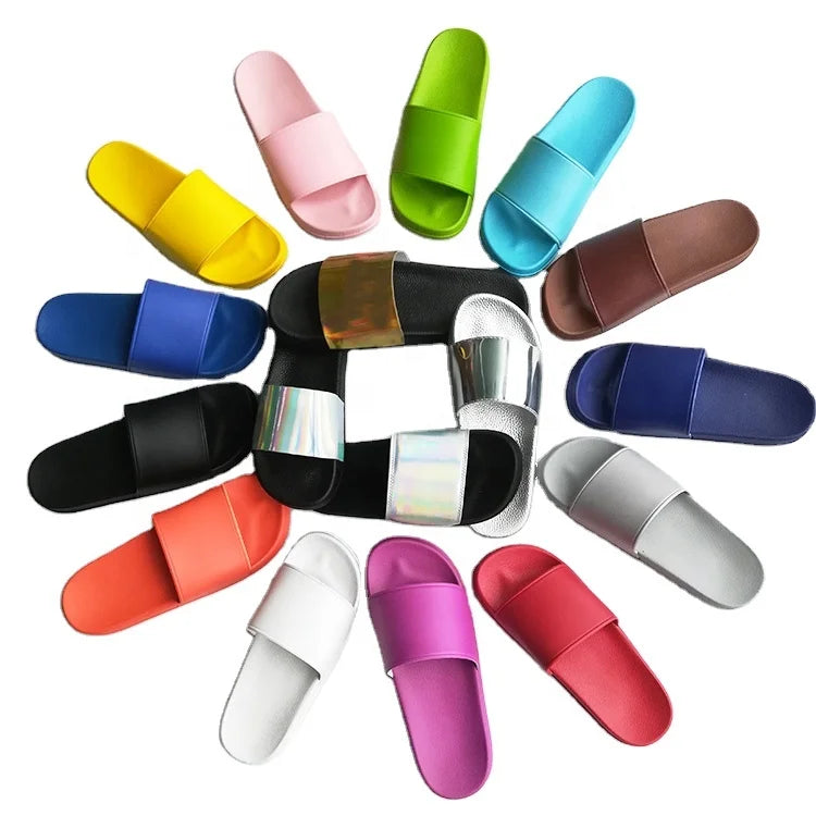 Summer Indoor Beach Slide PVC Slipper Non-Slip Thick Bottom Platform Fashionable Black Big Size for Men Women for Households