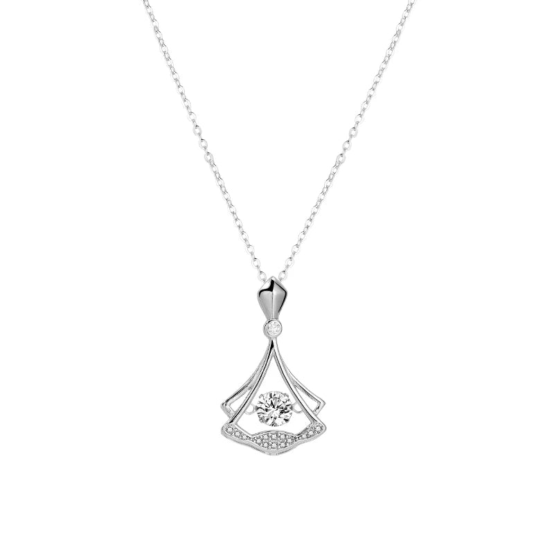 925 Sterling Silver Zircon Necklace Elegant Skirt Women Dress Shape Fine  Jewelry Necklace