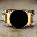 Women's Native Jewelry Crystal Natural Stones on Silver Button Custom for Samsung for Galaxy Watch 4 Strap 22mm Fabric Material