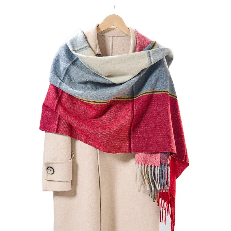 New Plaid Scarf with Warm Neck and Thick Shawl Pashmina Cashmere Shawl