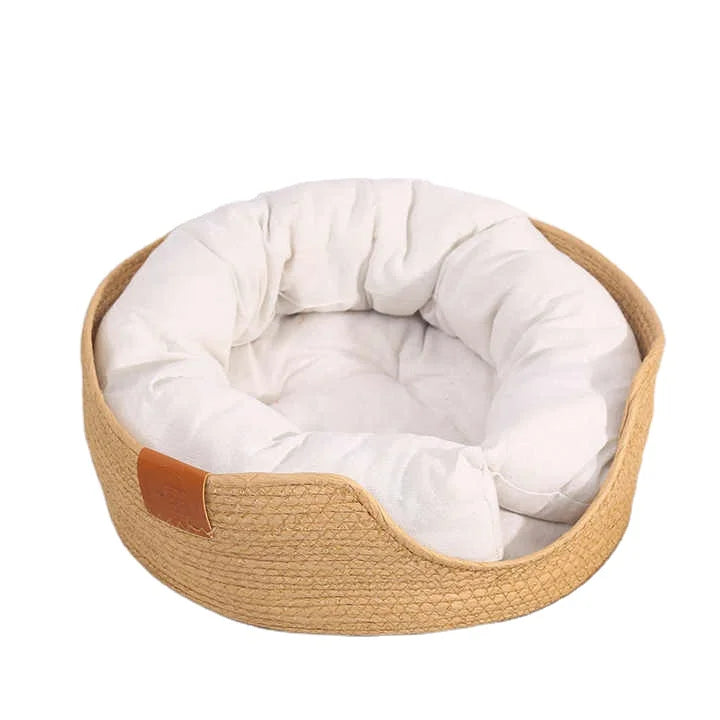 Wholesale New Comfortable Breathable Pet Cat Nest Rattan Woven Basket Nest Nature Straw Breathable Pet Sofa Woven Bed