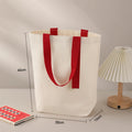 New Fashion Canvas School Shoulder Bag With Handle Portable Foldable Cotton Tote Bag for Girls