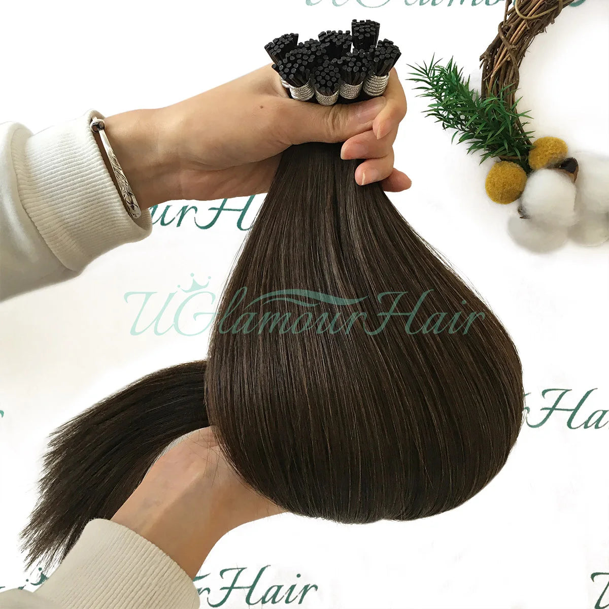 U Glamour Hair Raw Wholesale Remy Natural Hair Human Double Drawn Russian I Tip Hair Extensions