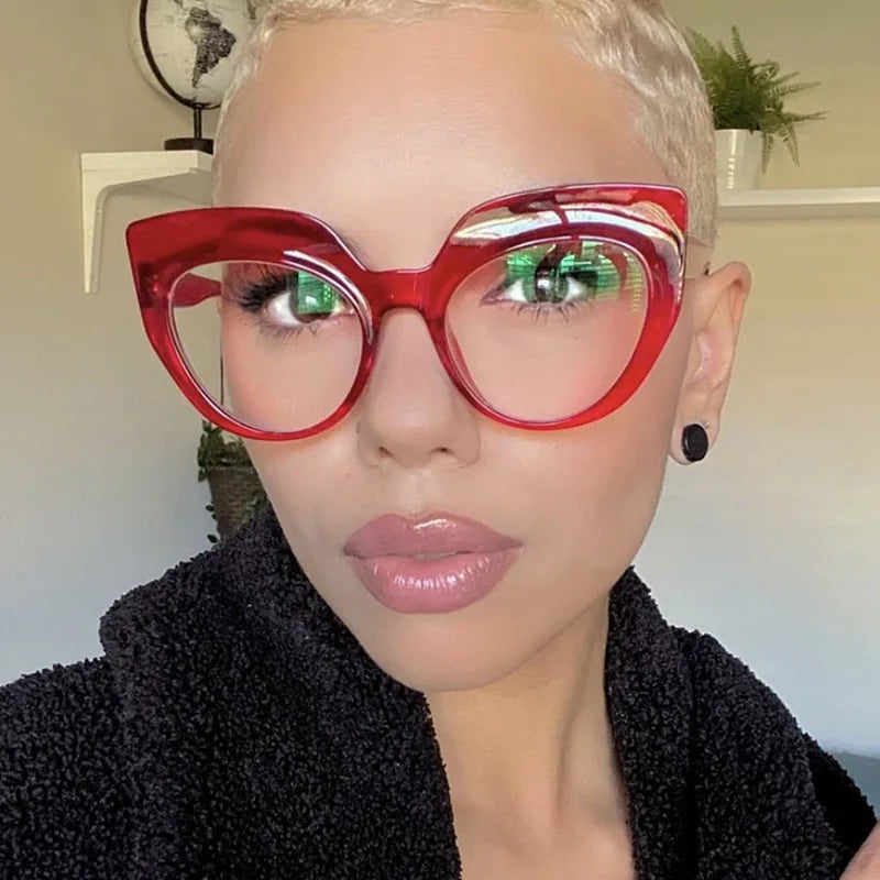 9620 Trend Oversized Anti Blue Light Glasses Frame 2023 New Personality Cat Eye Women Computer Optical Eyeglasses Frames