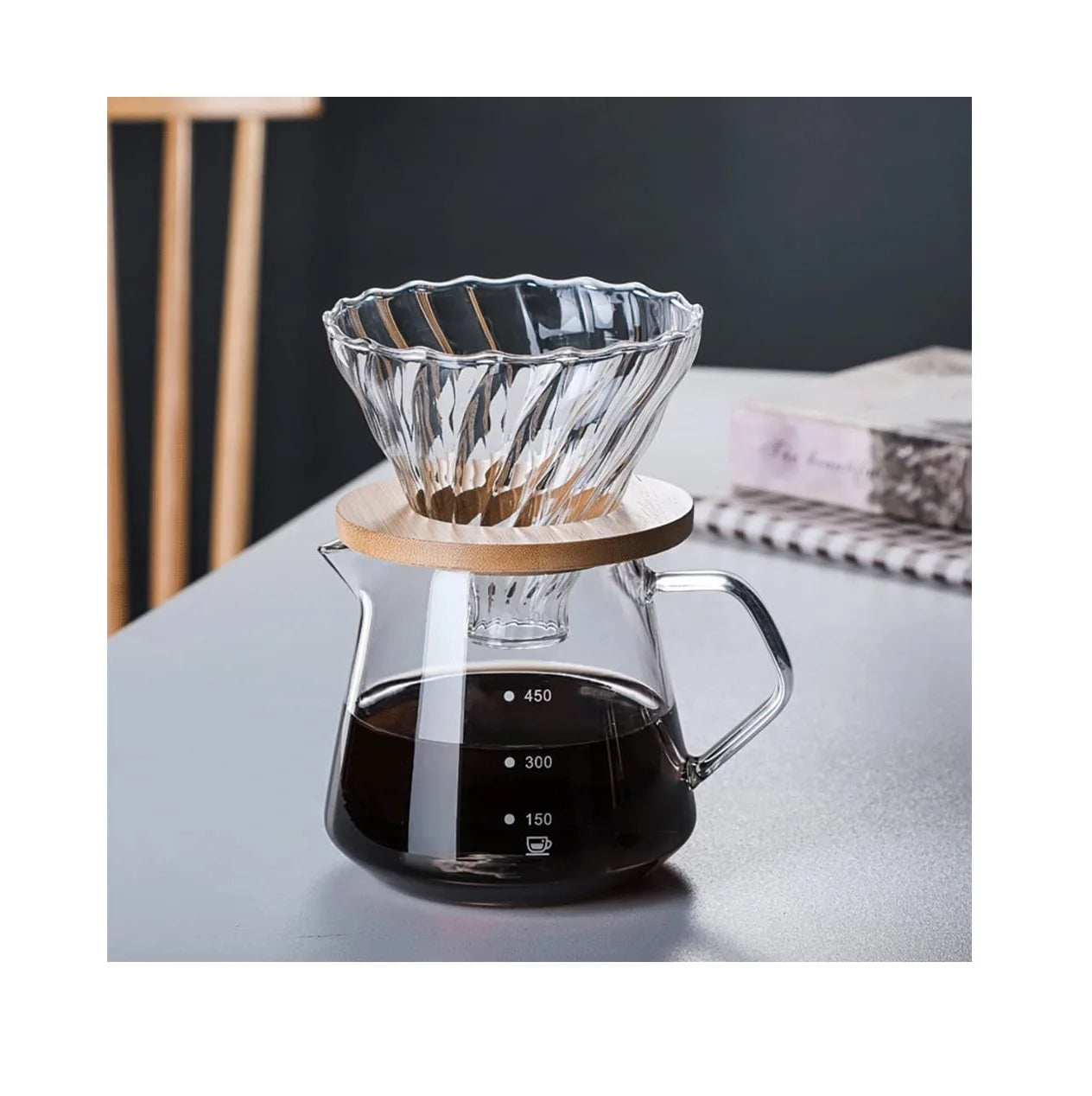 FREE SAMPLE Pour Over Coffee Maker Glass Carafe Coffee Server with Glass Coffee Dripper Drip Maker Set for Home or Office