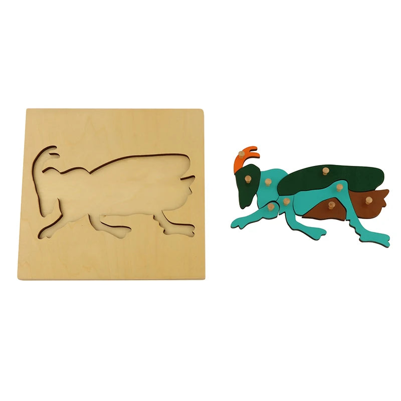 BO022 Kids Wooden Mantis Puzzle Montessori Equipment Early Learning Educational Intelligence Toy