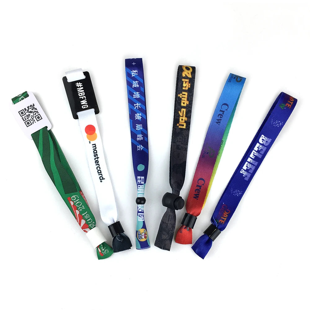 Custom Barrel Lock Party Satin Fabric Wristband Cloth Festival Wristband for Events