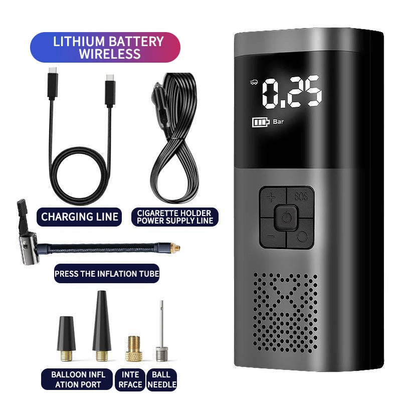 Road Bike air Pump One Click Smart Inflator 150PSI Bicycle Electric Pump with Tire Pressure Display Flashlight