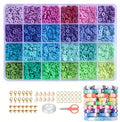 Customized 24 Grid 6mm Flat Round Polymer Clay Beads Handmade DIY Bracelet Jewelry Bracelet Making Kit