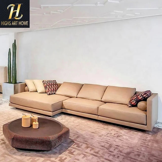 High End Custom Italian Sofa Modern Simple L Shaped Comfortable Leather Cushion Sofa Living Room Bedroom Furniture