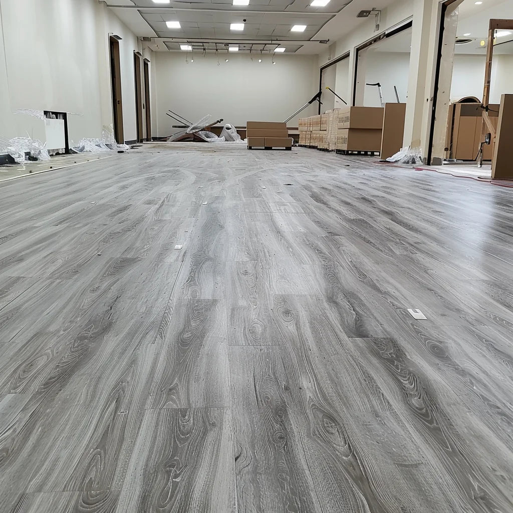 SPC LVT White Wood Grain Self-Adhesive Plastic Vinyl Plank Flooring OEM Click Lock Tiles for Residential Commercial Use