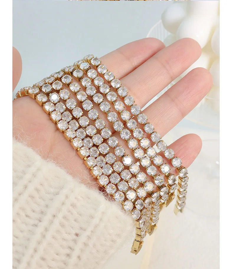 Pulsera New Fund Custom Made Hand to Make Full Drill Inlaid Diamond Zircon Tennis Bracelet