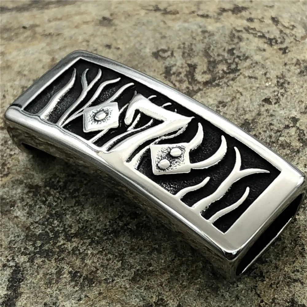 BXNK019 Stainless Steel Engraved Custom Flat Leather Bracelet Clasp Findings