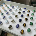 New Arrivals High Quality Healing Quartz Crystal Oval Gemstone Cabs Natural Labradorite Tiger Eye Lapis Malachite Ring Jewelry