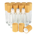 Luxury Custom 10ml Rectangular Roller Ball Glass Roll on Bottle with Bamboo Lid Packaging for Eye Cream Perfume Oil Mascara