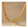 ERESI Tarnish Free Trendy 18k Gold PVD Plated Stainless Steel Jewelry 7MM Thick Chunky Miami Cuban Link Chain Necklace Women