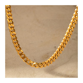 ERESI Tarnish Free Trendy 18k Gold PVD Plated Stainless Steel Jewelry 7MM Thick Chunky Miami Cuban Link Chain Necklace Women