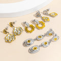 2025 New Arrival Women's Trendy Stainless Steel 18K Gold Plated Earrings Waterproof Irregular Geometric Shape Two Tone Zircon