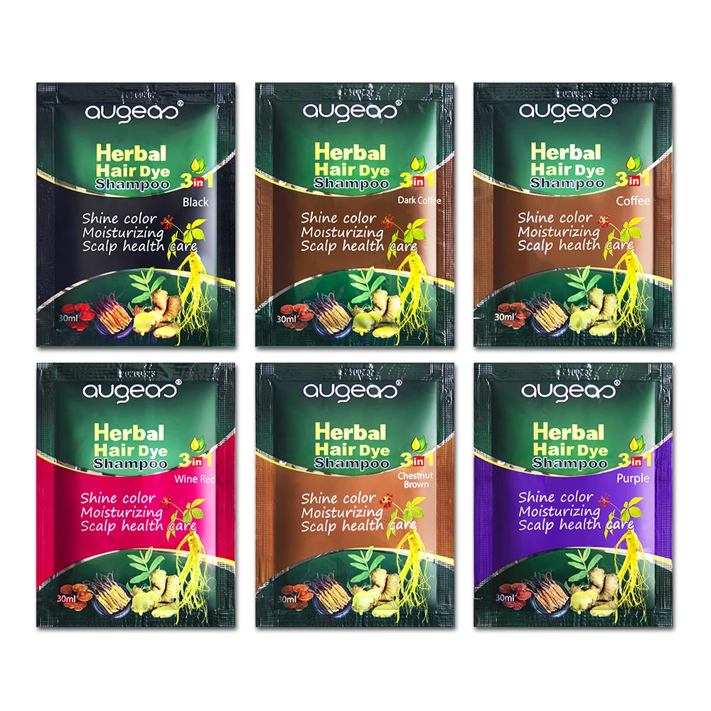 In Stock OEM  Manufacturer Natural No Ppd Argan Oil Black Vip Sachet Dye Hair Color Shampoo for Men and Women