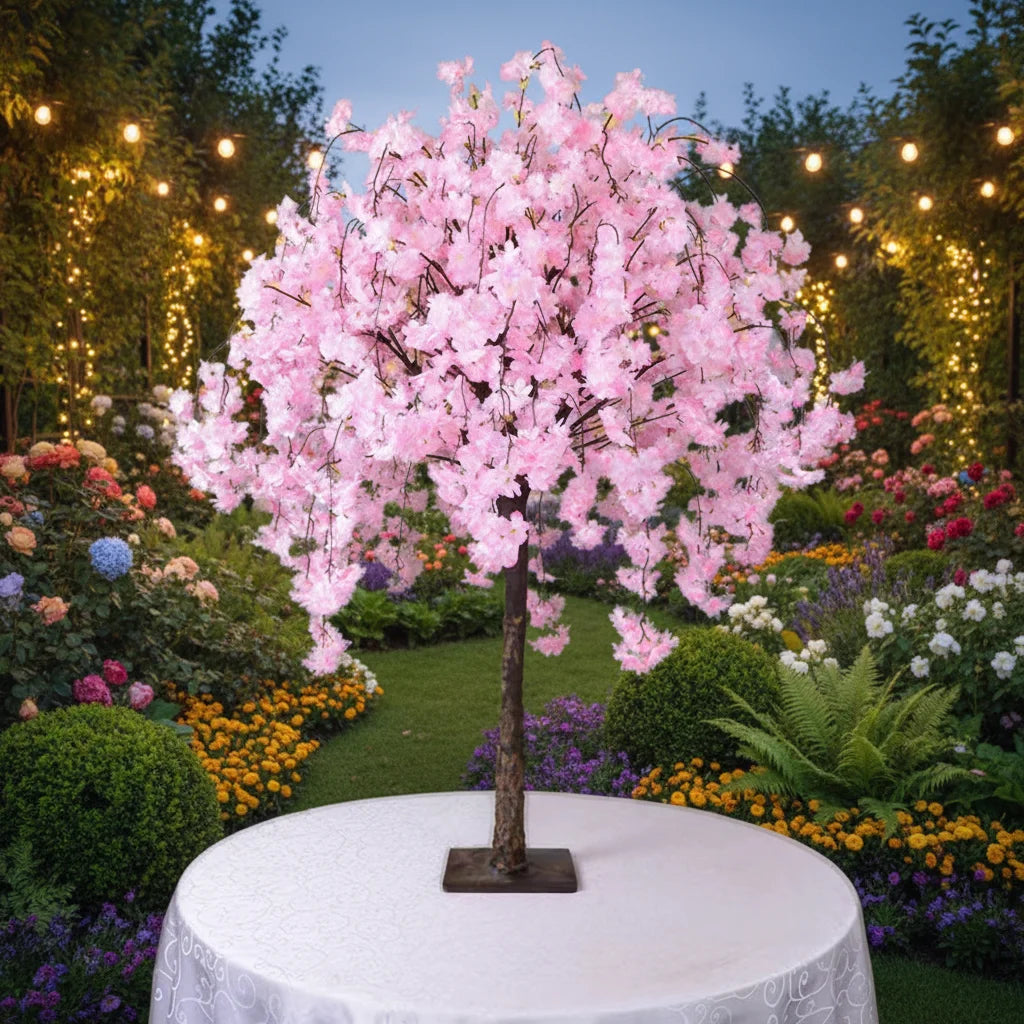 Light Pink Wedding Table Centerpiece Ornament Tall 1.2m Fiberglass Silk Artificial Indoor/Outdoor Cherry Blossom Tree Party