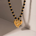 Fashion 18k Gold Plated Stainless Steel Gemstone Agate Necklace Heart Natural Stone Pendant Fashion Jewelry Necklace for Women