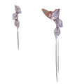 Needle Set Diamond Leaves Long Two Wear Tassel Huggie Earrings Trendy Alloy for Wedding Party Great Gift Idea