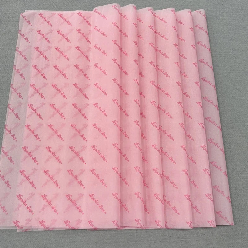 Eco Friendly Pink Colored Silk Tissue Paper Gift Clothing Wrap Customised Printed Wrapping Paper for Packaging Clothes