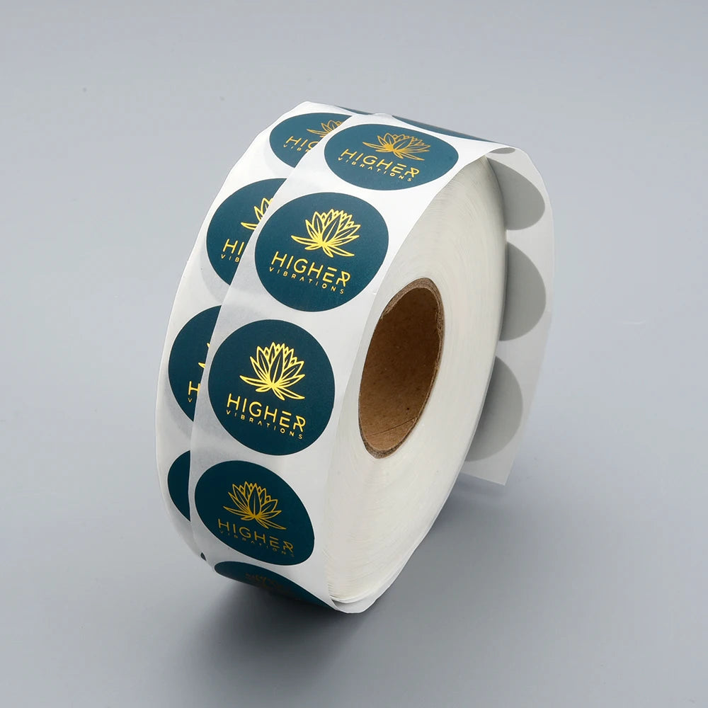 Wholesale Etiquetas Personalizados Gold Foil Adhesive Custom logo Printing Promotional Stickers