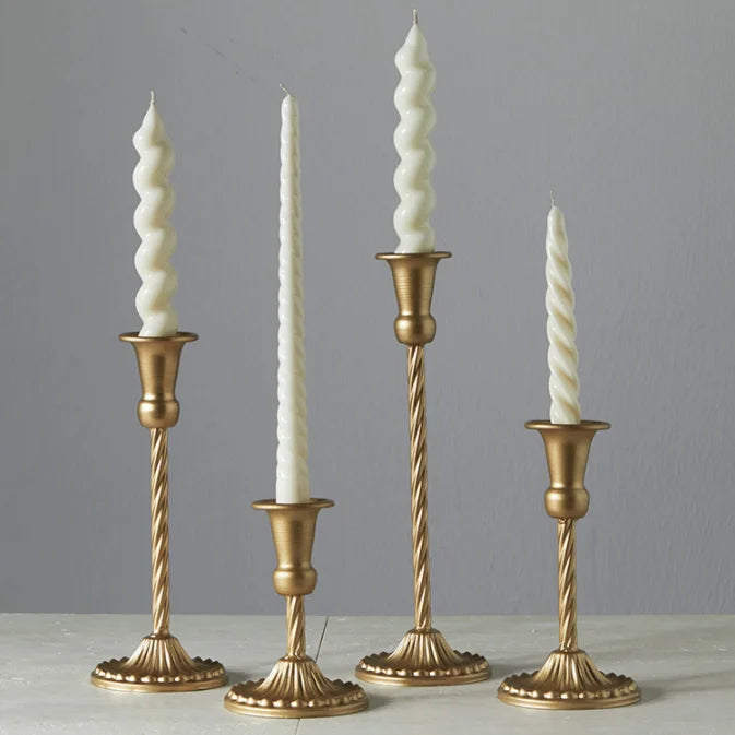 Tabletex  New Design Table Iron Candle Sticks Holder Metal Set of 6pcs Single Head Wrought Iron Gold Stand Wedding Candle Holder