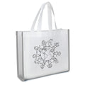 Large Quilted Tote Bag Reflective Black Fashion with Letter Pattern Non-Woven Coloring Tote with Crayons