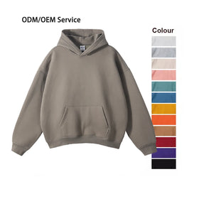 OEM 350gsm Men's Hoodie Embroidered Cotton Pullover Heavy Fleece Lining Drop Shoulder Design Custom Logo Wholesale Thick Winter