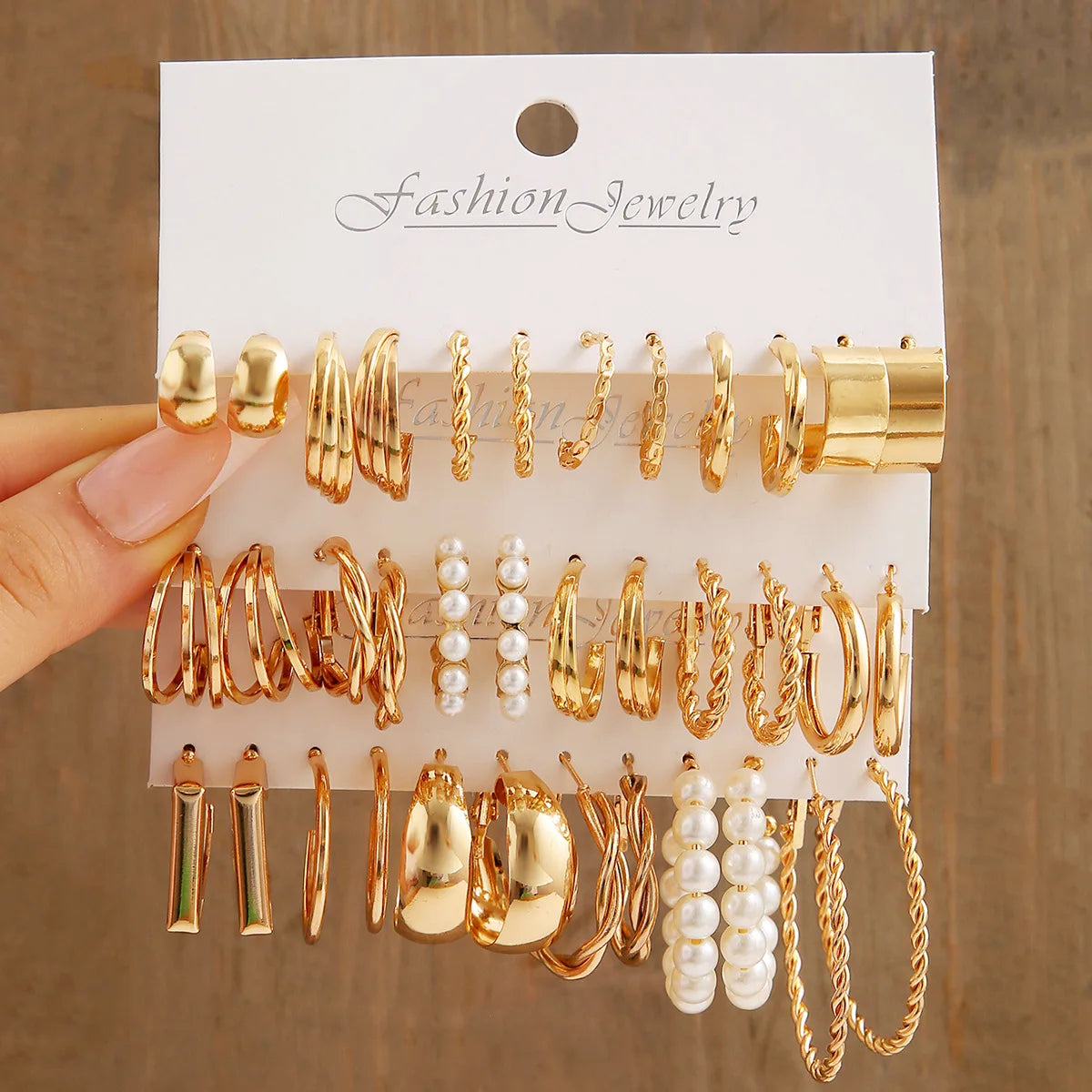 New Arrival Long Pendent Geometric Vintage Rhinestone Women Earrings Set Big Hoop Earrings Pearl Earrings Women Jewelry