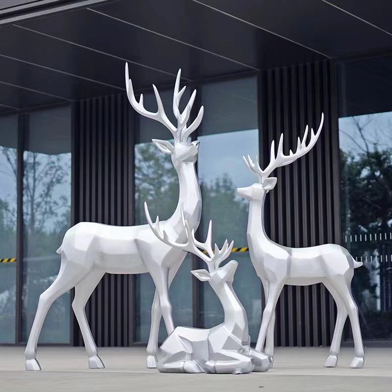 Customized Life Size Fiberglass Deer Decoration White Deer Christmas Deer Sculptures
