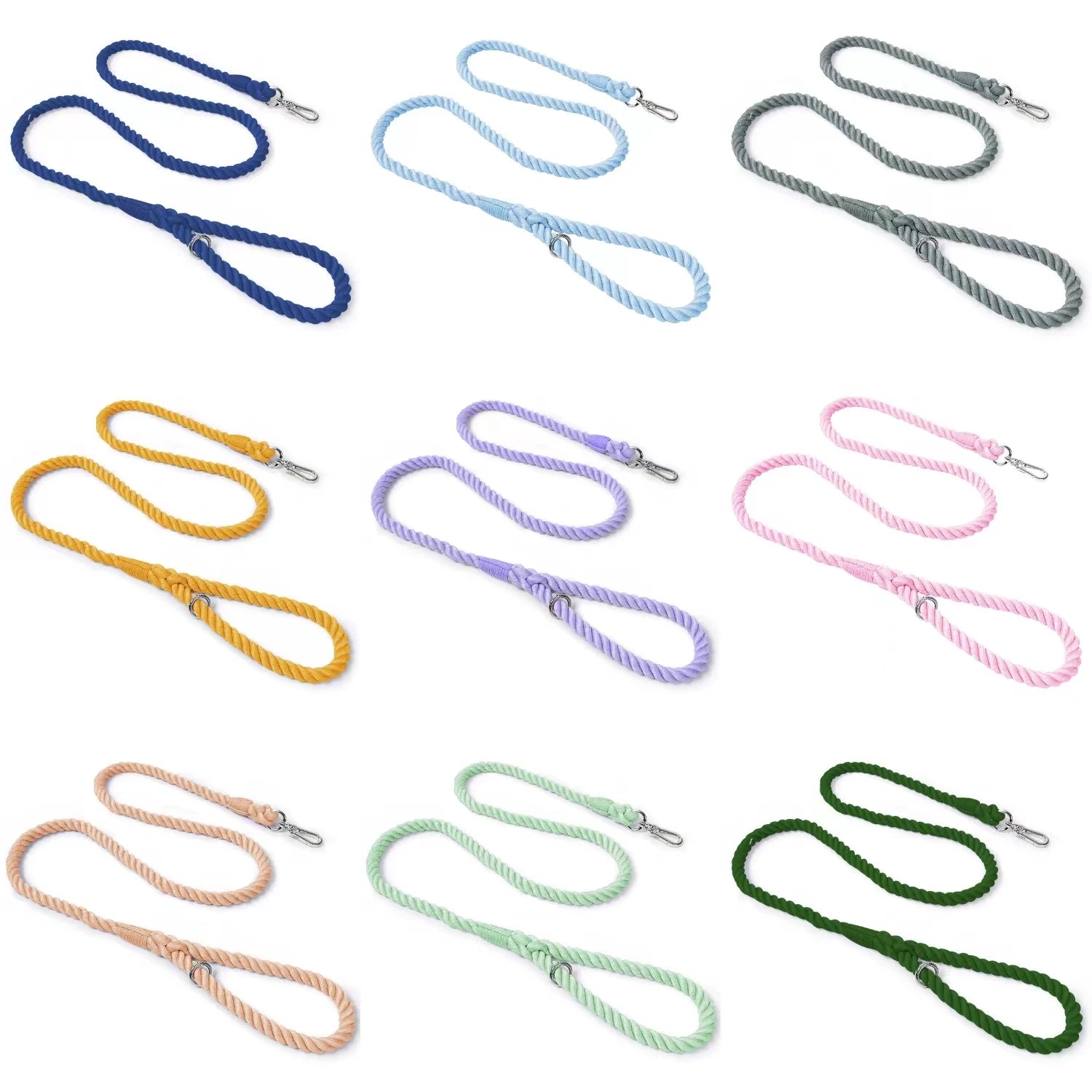 Wholesale Colorful Woven Cotton Dog Outdoor Walking Leads Dog Leash for Medium Large Sized Dogs