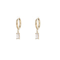 Trendy Daily Wear Stainless Steel Lady Hoop Earrings Baguette Zircon Crystal Gold Plated Fashion Drop Earrings Wholesale