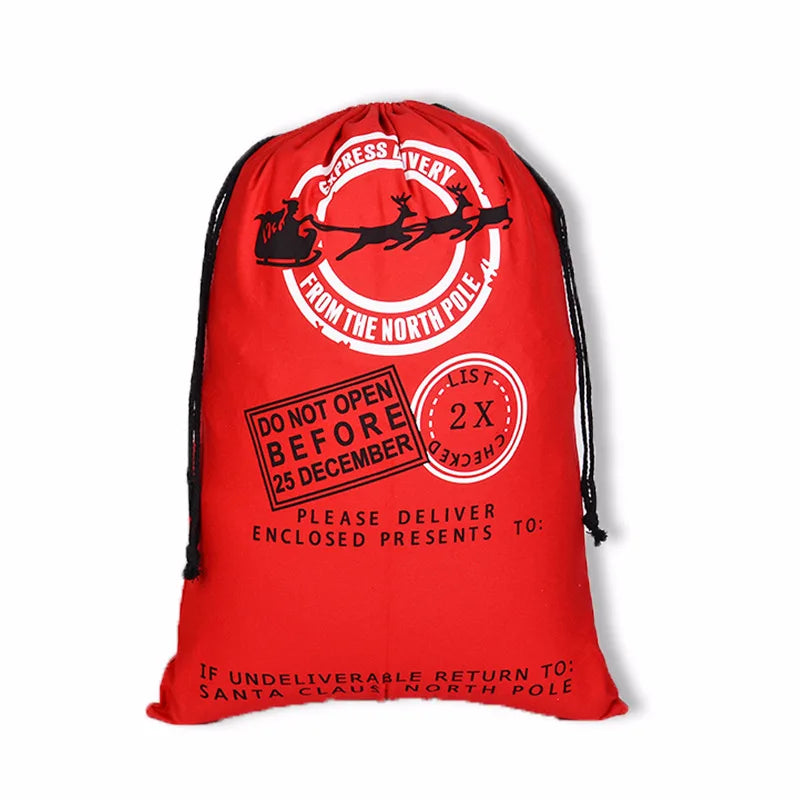 HK-1212 Cotton Holiday Gift Bags Christmas Decoration Sublimation Printing Santa Sacks 50x70cm