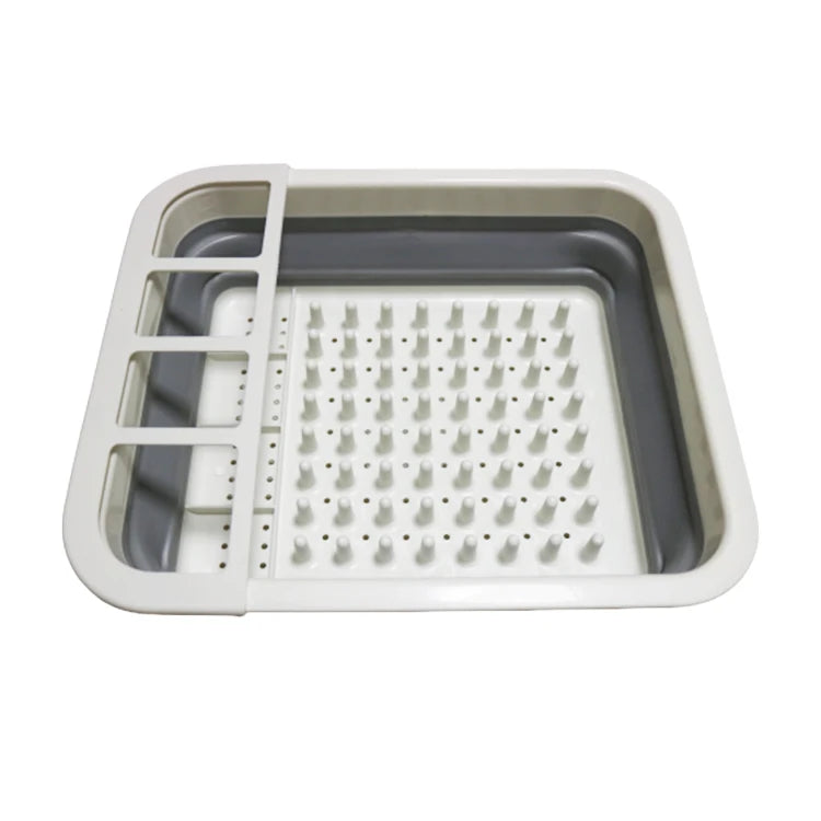 Multifunctional Rectangle Collapsible Eco-Friendly Plastic PP+TPR Colander Kitchen Tableware Storage Rack Water Drain Basket