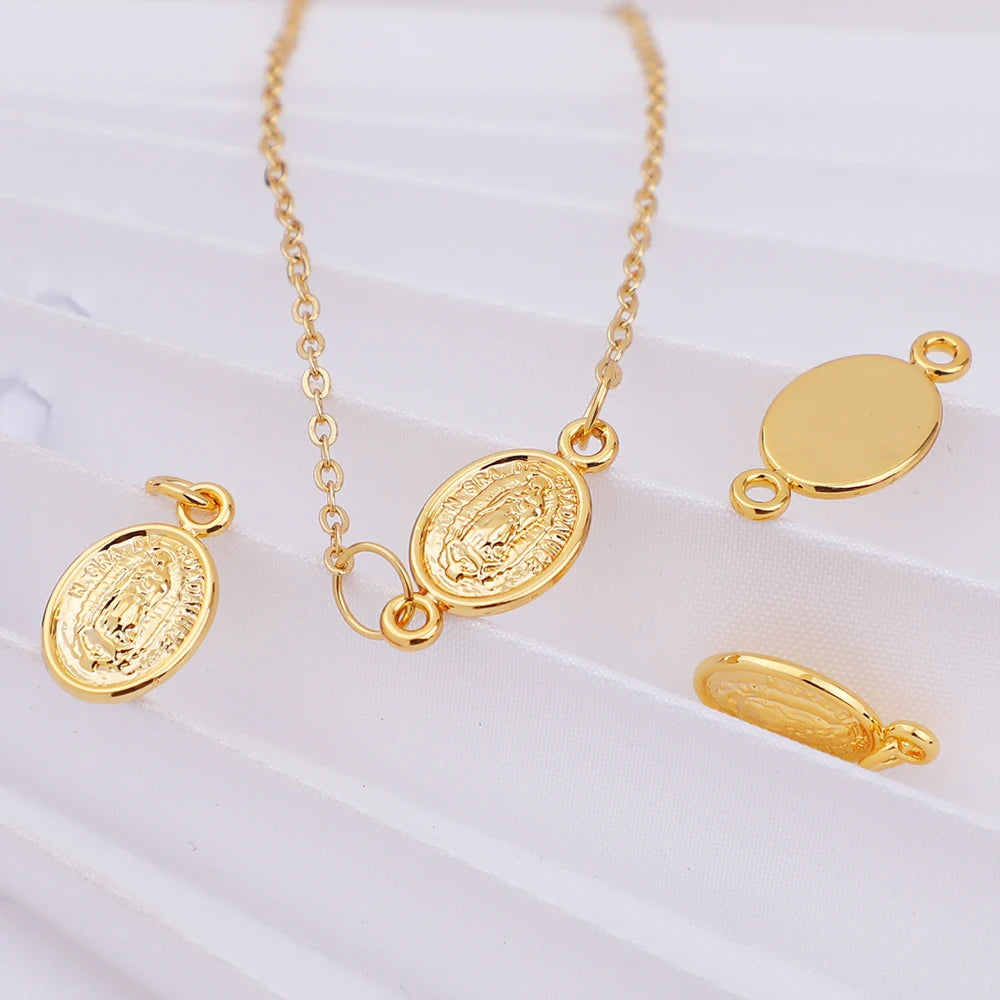 Alloy 18K Gold Plated Pendant Christian Virgin Mary Charms Vintage Style Necklace Bracelet Small Pendant