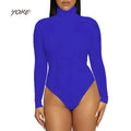 Yoke Women Long Sleeve Compression Stretchy Soft High Neck One Piece Thong  Jumpsuits