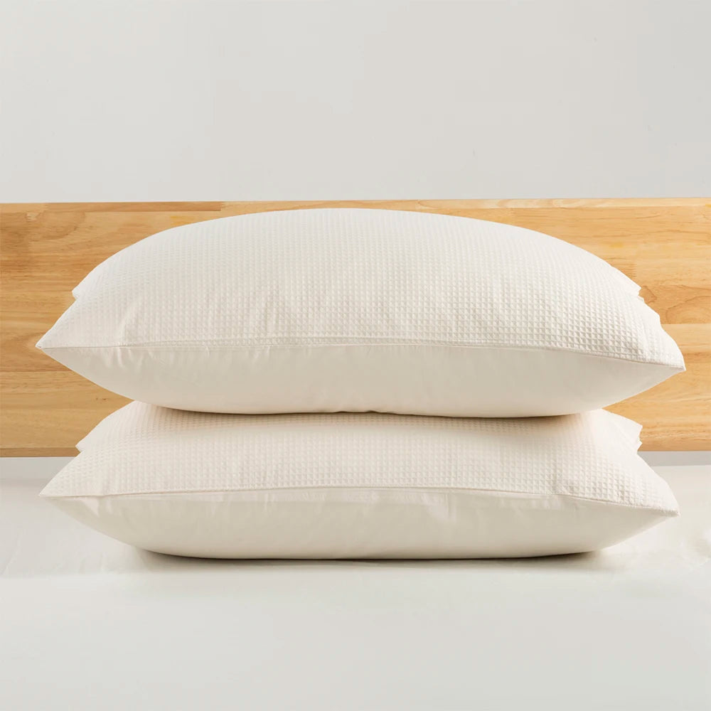 Modern 400TC Soft Beige Rectangle Solid Envelop Pillowcase Comfortable Hotel Cotton Waffle Pillow for Home Sleeping