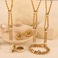 Ilona 18k Gold Plated Personality Trend Diamond Drip Glaze Design Jewelry Double Layer Twist Chain Stainless Steel Jewelry Set
