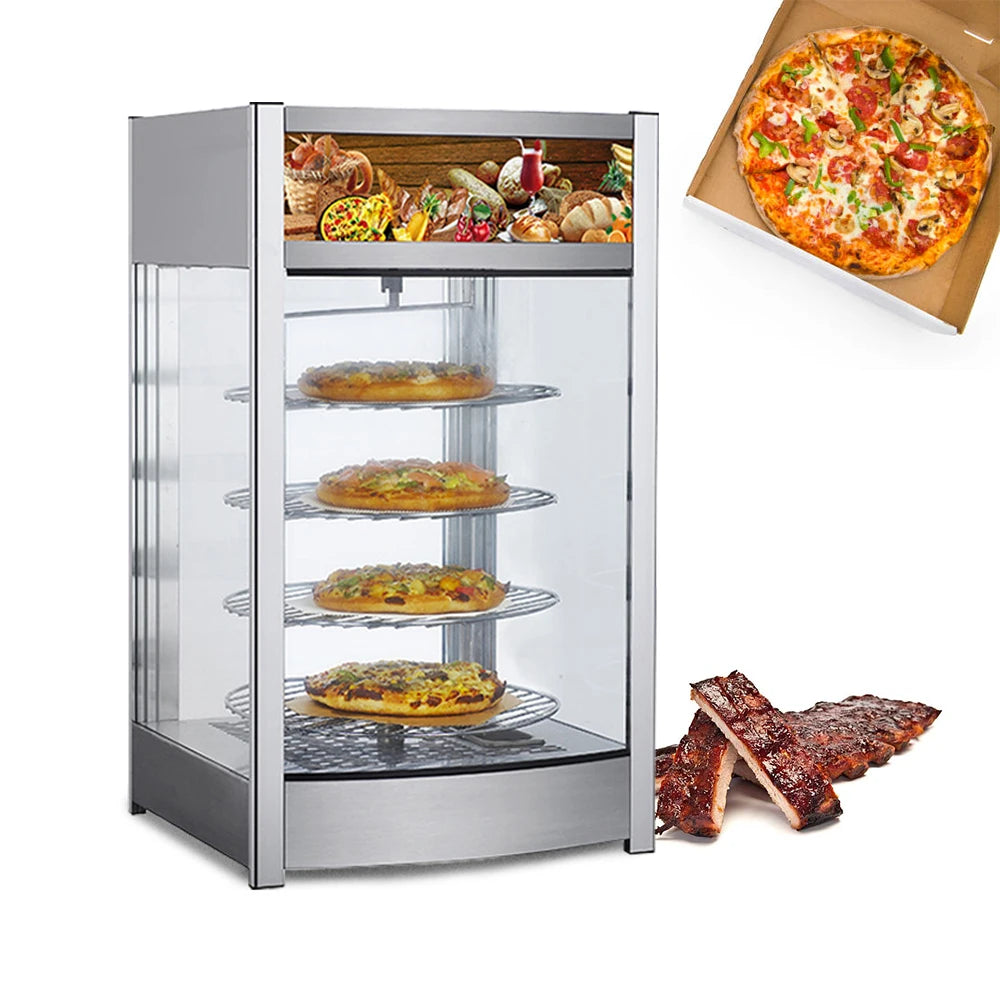 97L Food Display Warmer Glass Heated Display Cabinet Pastry Display Showcase Pizza Warmer