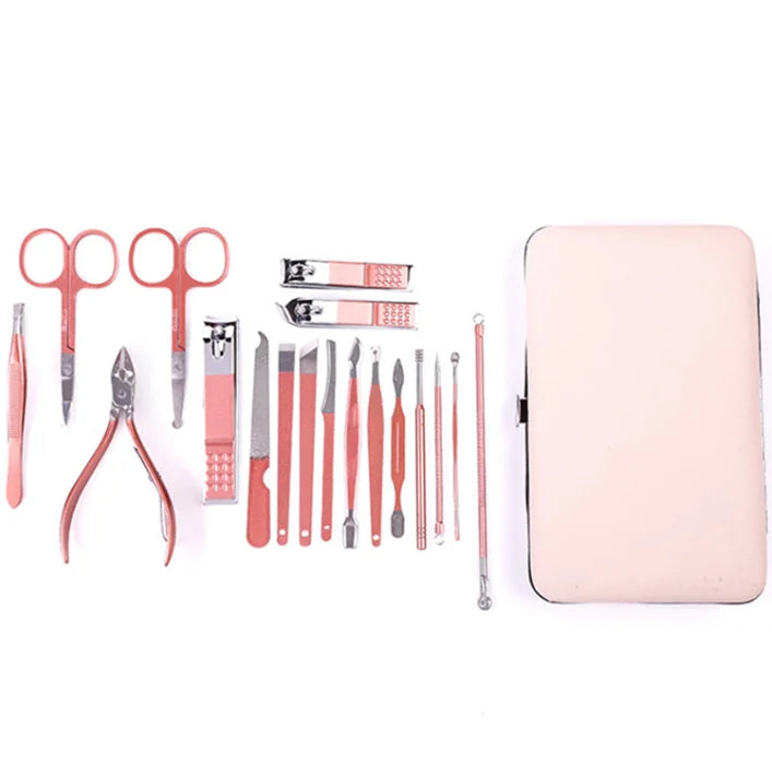 Stainless Steel Nail Clippers Set 18pcs/set Pedicure Beauty Manicure Scissors Kit