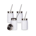 500ml Sublimation Mason Jars Vacuum Insulated Coffee Mug Cup Stainless Steel Wide Mouth Straight Mason Jar with Metal Straw