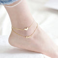 Gaby Women's Stainless Steel Anklet with Double Layer Heart Design Fashion Jewelry Foot Chain Body Jewelry Gold Plated