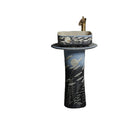 Chinese Factory Sanitary Ware Hand Painting Pattern Art Porcelain Sink Ceramic Wash Basin with Pedestal