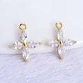 Factory Wholesale 14K Gold-plated Inlaid Zircon Four-petal Flower Shaped Pendant
